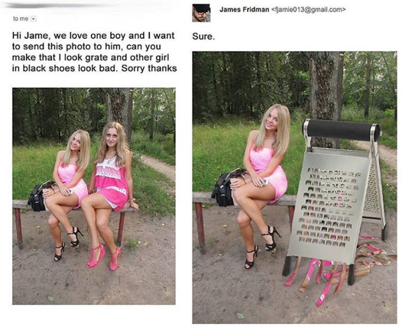 When you ask for a photoshop of the picture and the Retoucher is a master of trolling When you ask for a photoshop of the picture and the Retoucher is a master of trolling