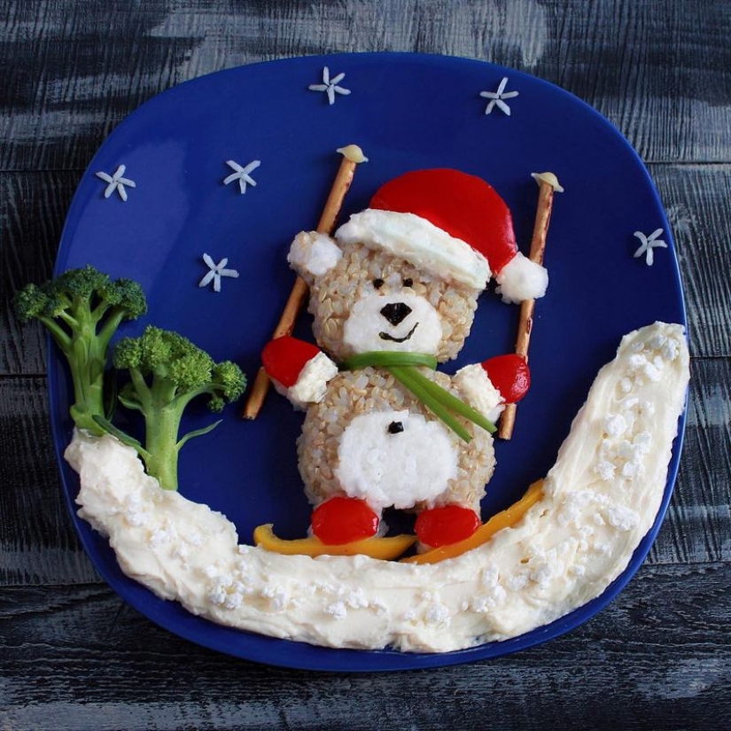 10 ways to turn children's Breakfast in the cartoon on the plate