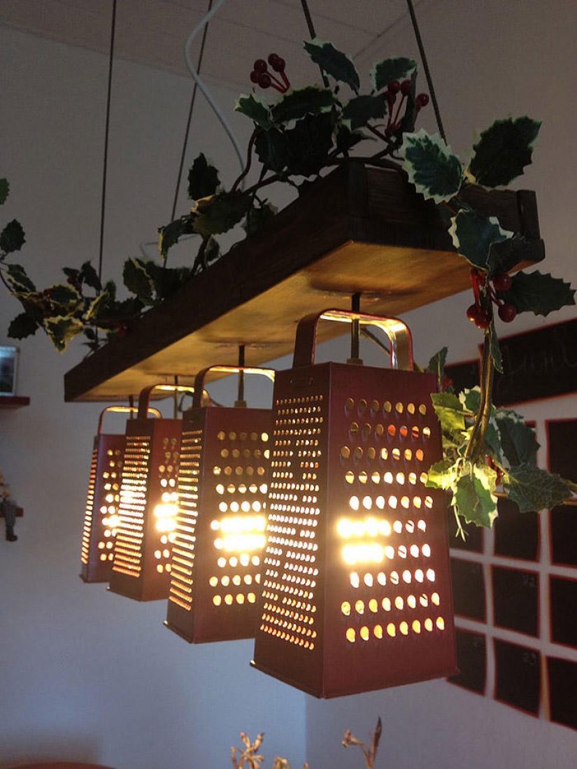 22 ideas for making lamps and chandeliers from everyday objects