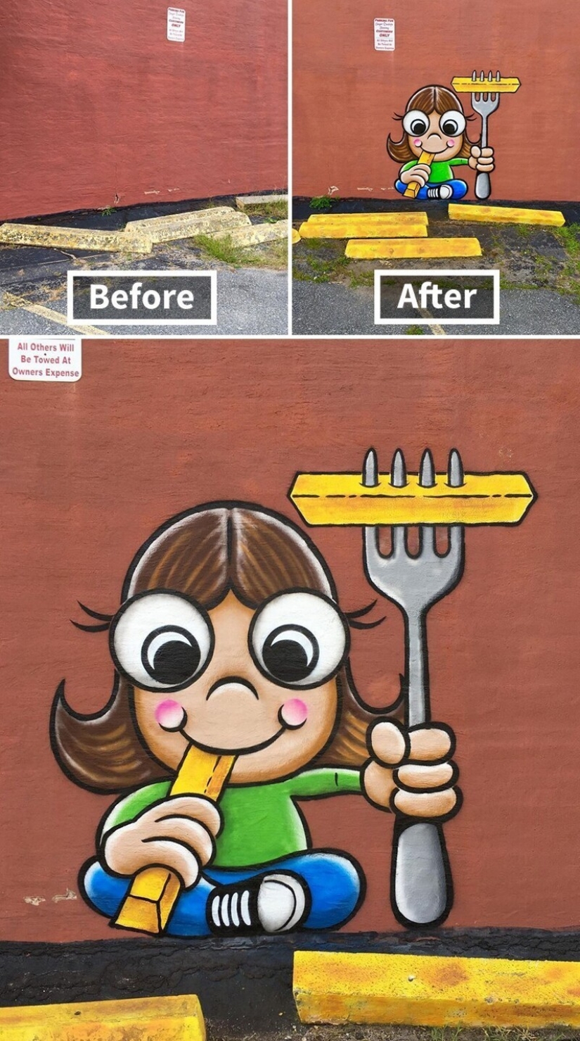 30 obras del artista de la calle que ama a revitalizar los paisajes urbanos