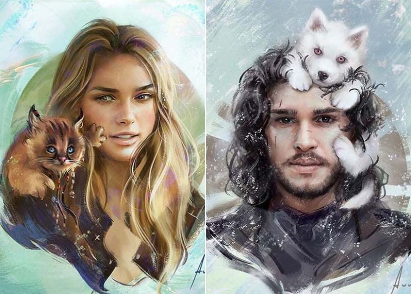 8 famous characters and their "totem" creatures from the artist Alexei Vinogradov 8 famous characters and their "totem" creatures from the artist Alexei Vinogradov