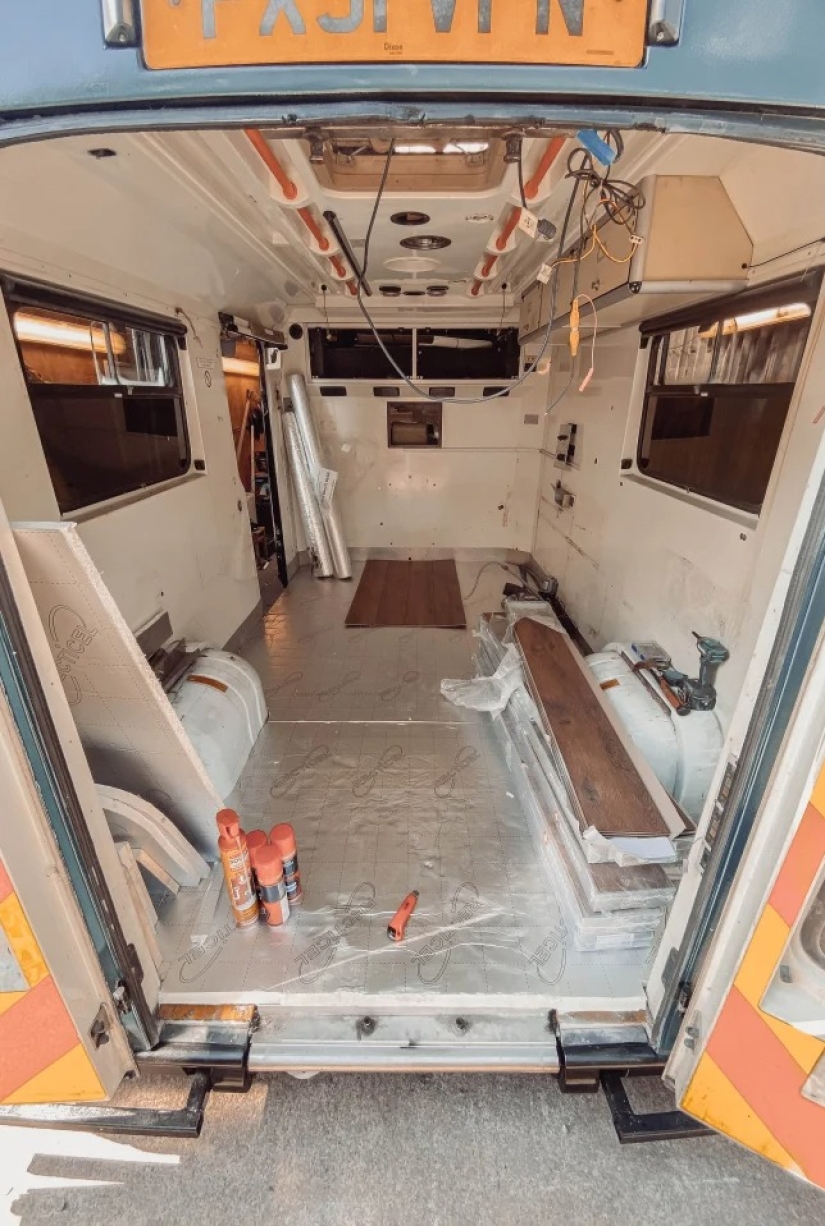 A British woman has paid off her debts by turning old ambulances into stunning mobile homes