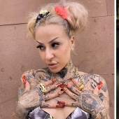 A model from Spain got her first tattoo at 15 and decided to paint the whole body with the help of her husband