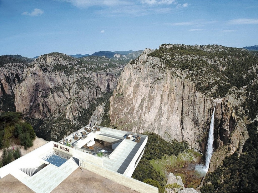 A partir de la altura de vuelo de los pájaros: un proyecto muy interesante, bar en la roca A partir de la altura de vuelo de los pájaros: un proyecto muy interesante, bar en la roca
