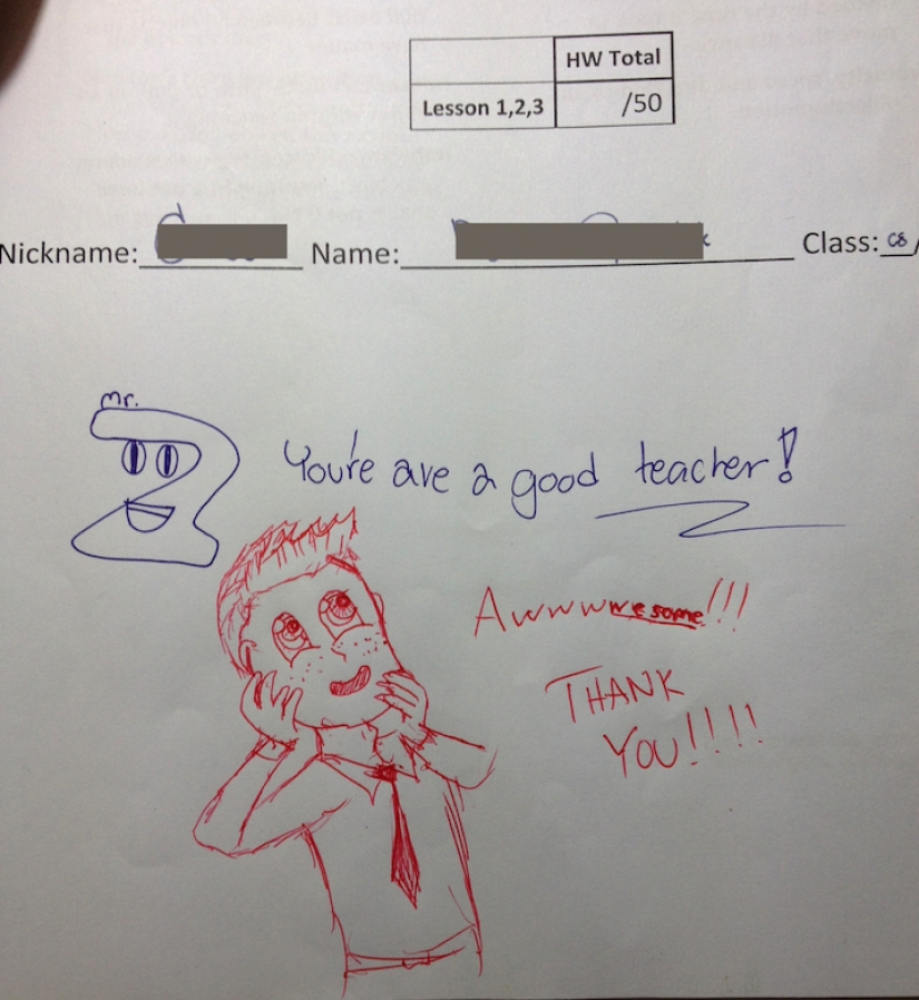 A Thai teacher improves the drawings of students. It turns out great!