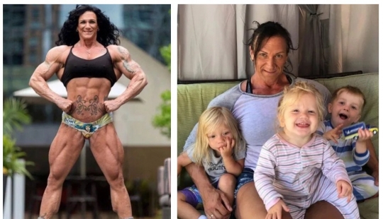 Abuelita-Hulk: una mujer con músculos de acero está feliz de cuidar a sus nietos
