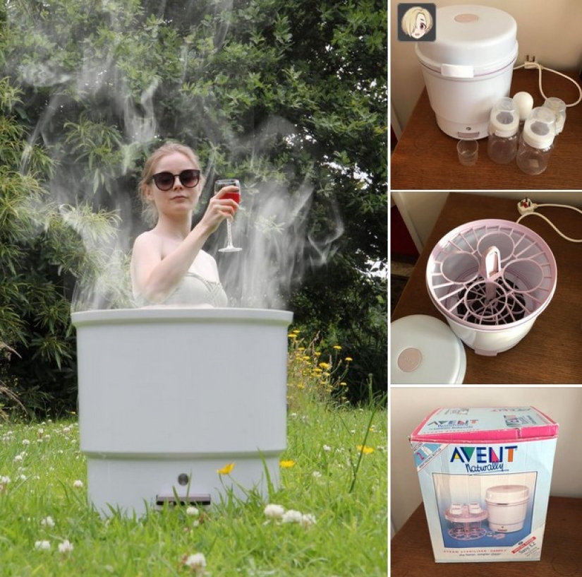 An American woman can sell any junk, creating a funny advertisement for it