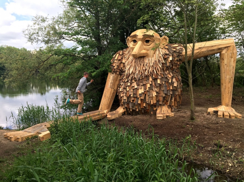 An artist has drawn a treasure map and hidden friendly giants in the forests of Copenhagen