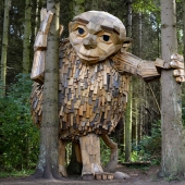 An artist has drawn a treasure map and hidden friendly giants in the forests of Copenhagen