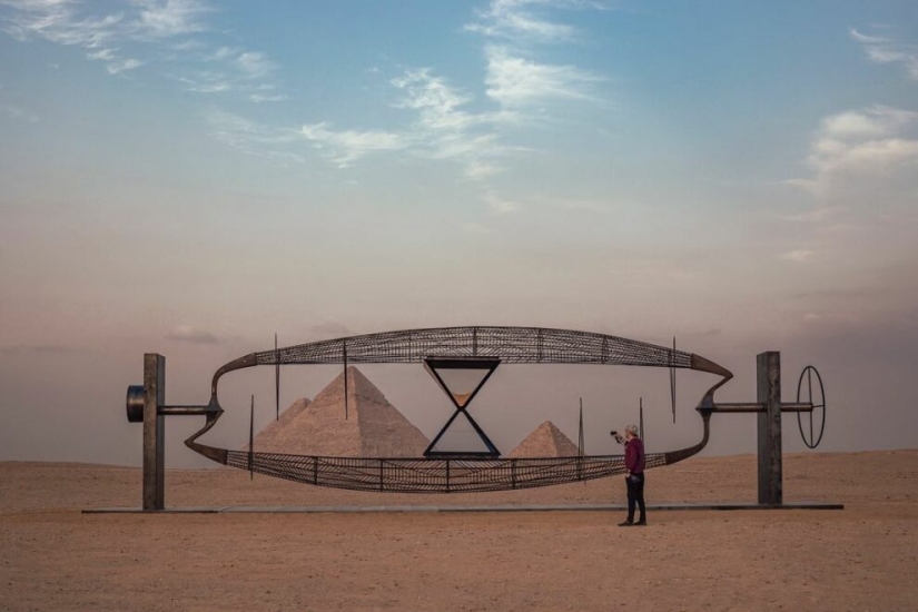 An exhibition of contemporary art is being held near the Egyptian pyramids for the first time in history