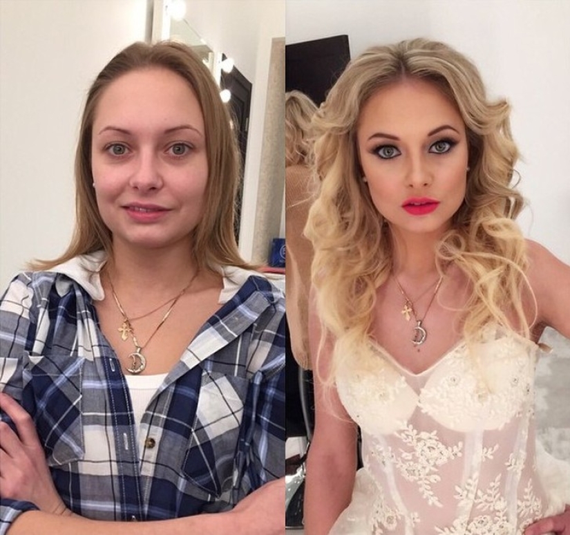 Another face: with the help of makeup, the makeup artist skillfully turns ordinary girls into real beauties