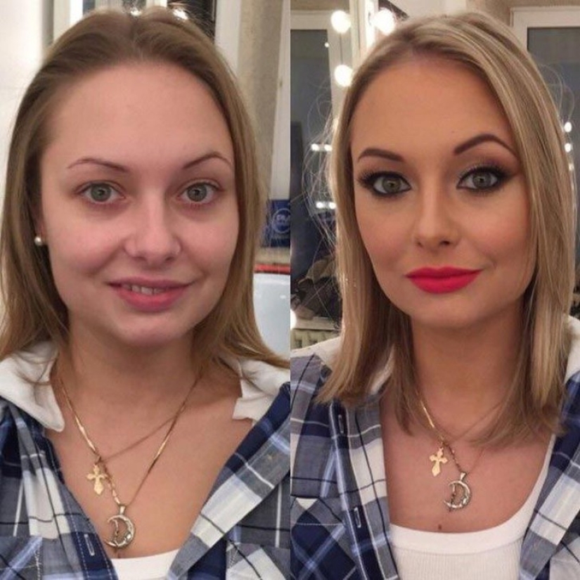 Another face: with the help of makeup, the makeup artist skillfully turns ordinary girls into real beauties