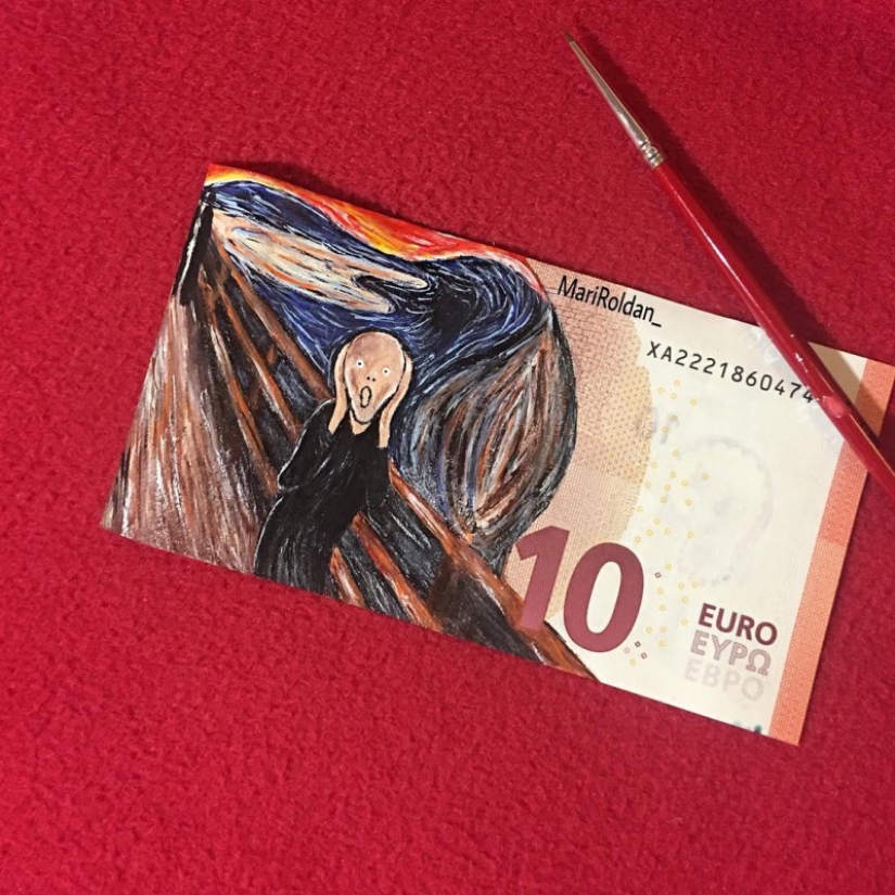 Art worth more than money: the Spaniard draws elegant patterns on the banknotes of 50 Euro