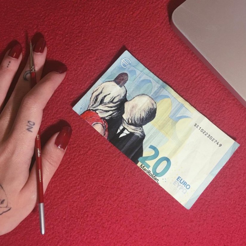 Art worth more than money: the Spaniard draws elegant patterns on the banknotes of 50 Euro