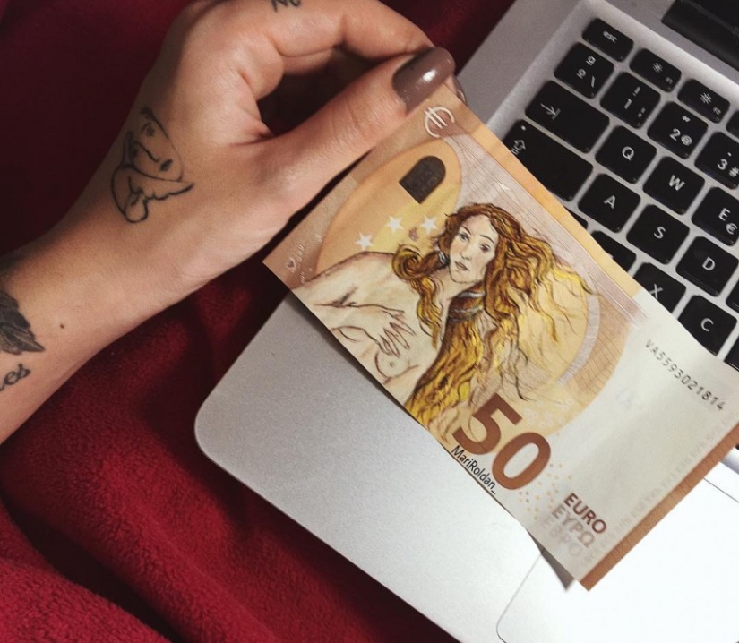 Art worth more than money: the Spaniard draws elegant patterns on the banknotes of 50 Euro