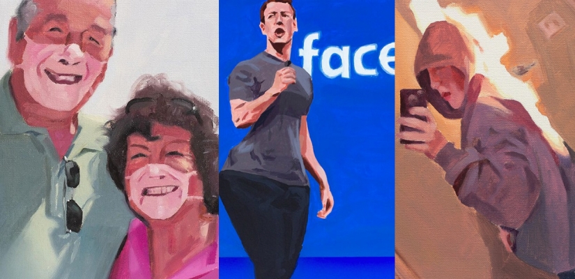 Artista Mauro Martínez, un ex drogadicto que convierte memes en pinturas