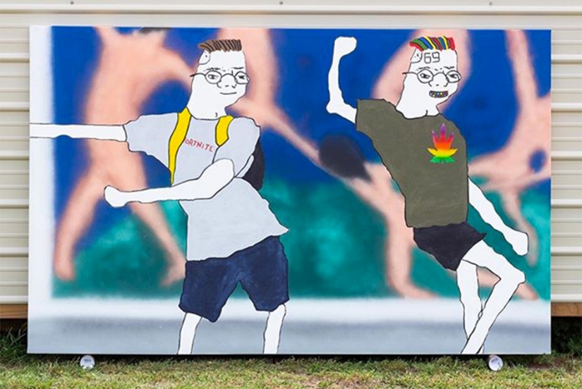 Artista Mauro Martínez, un ex drogadicto que convierte memes en pinturas