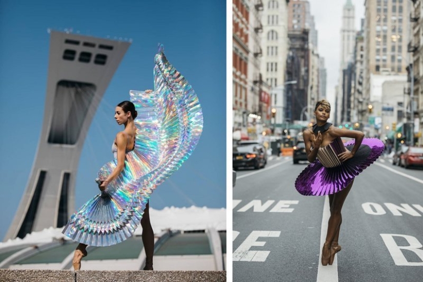 Bailarinas en tutús de origami en un inusual proyecto fotográfico llamado"Plie"