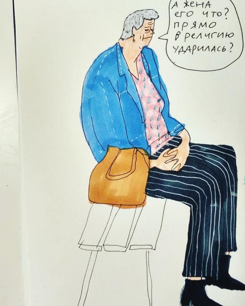 "Basmanny Babushki": sketches and good pictures by Anya Desnitskaya