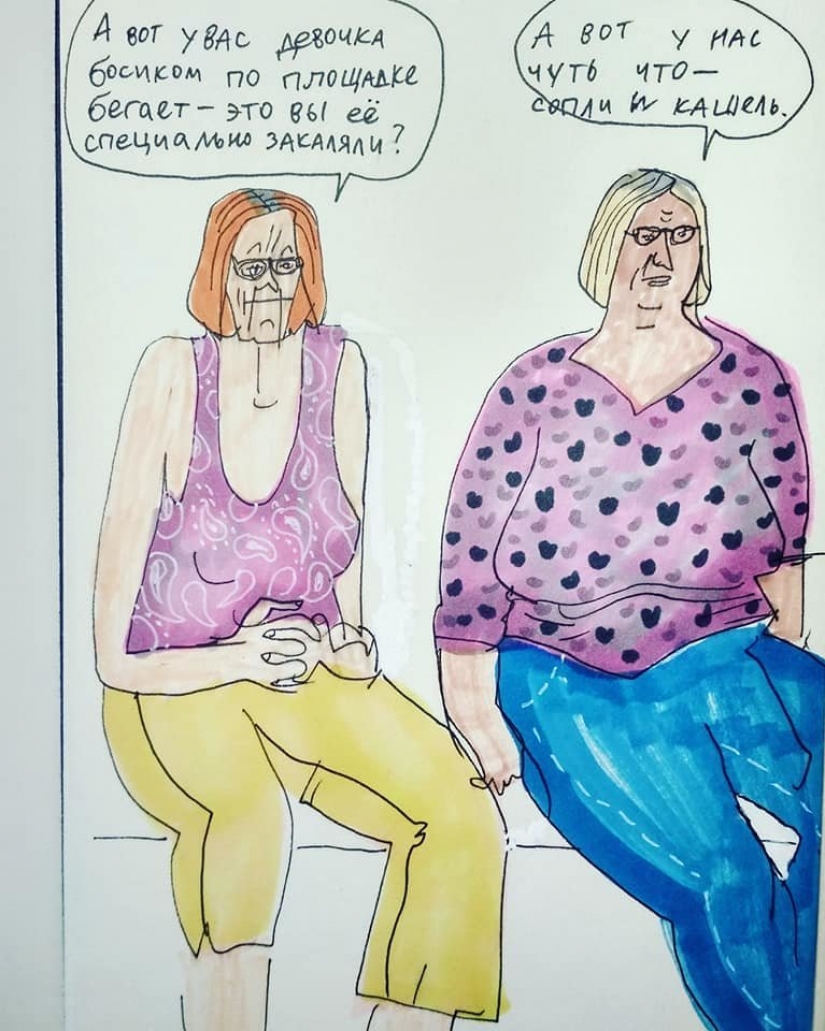 "Basmanny Babushki": sketches and good pictures by Anya Desnitskaya