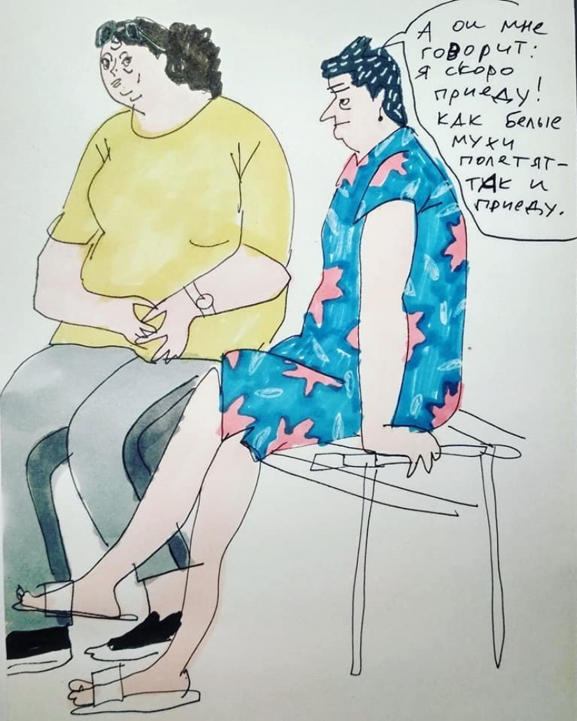 "Basmanny Babushki": sketches and good pictures by Anya Desnitskaya
