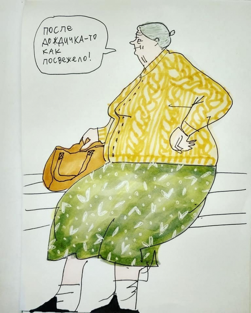 "Basmanny Babushki": sketches and good pictures by Anya Desnitskaya