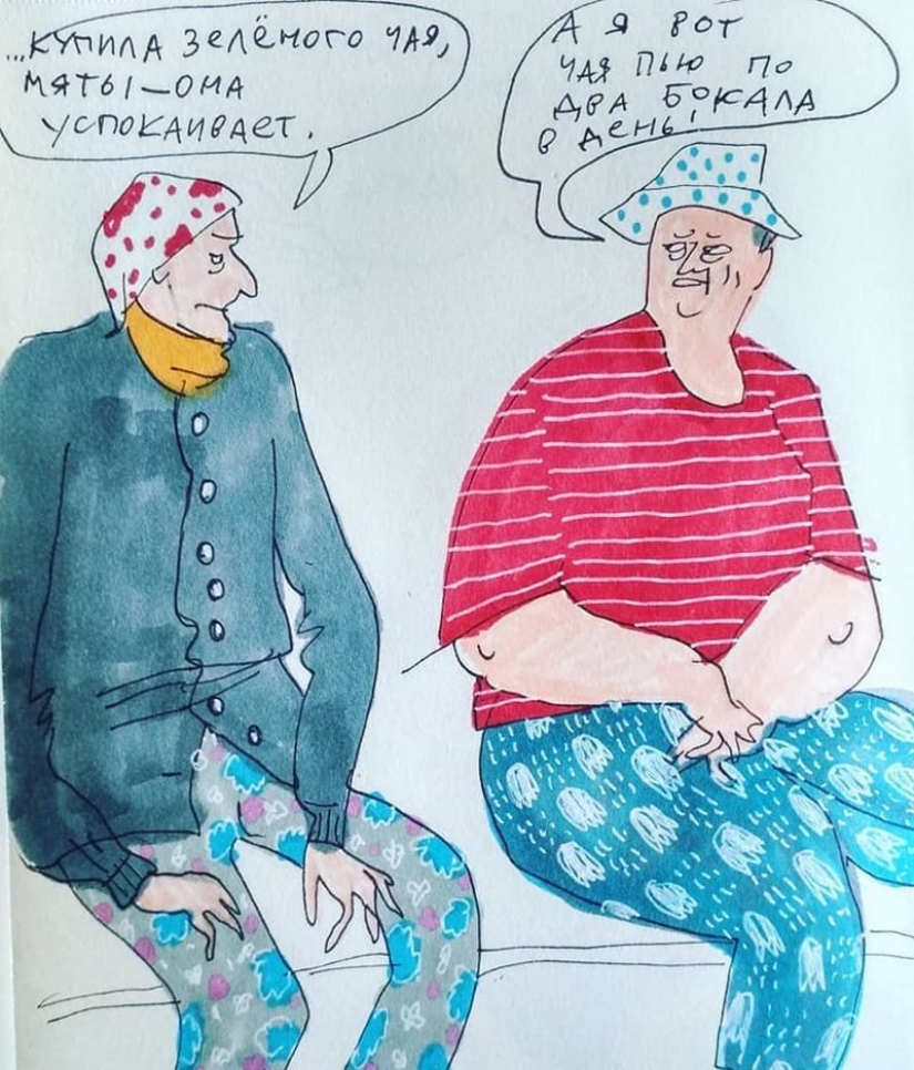 "Basmanny Babushki": sketches and good pictures by Anya Desnitskaya