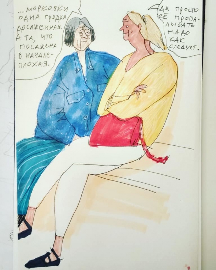 "Basmanny Babushki": sketches and good pictures by Anya Desnitskaya