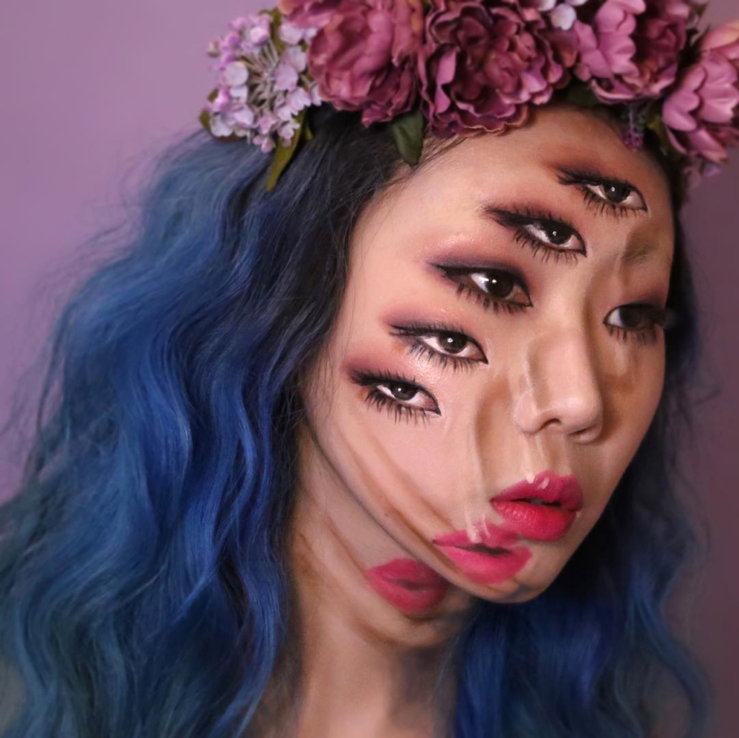 Beautiful chimeras: make-up artist from Korea blows up the brain with optical illusions of makeup