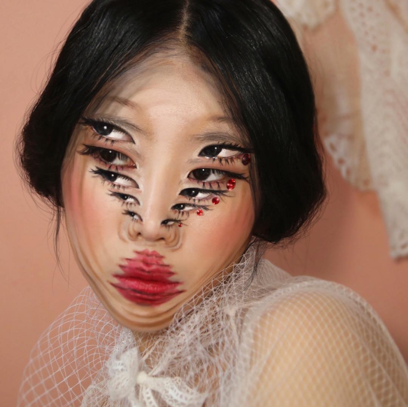 Beautiful chimeras: make-up artist from Korea blows up the brain with optical illusions of makeup
