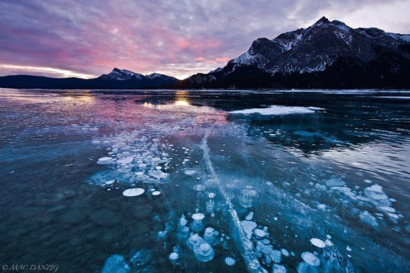 Burbujas de aire congeladas en el lago Burbujas de aire congeladas en el lago