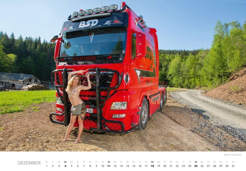 Chicas calientes y camiones poderosos en el calendario erótico "Trucker-Träume Kalender 2022"