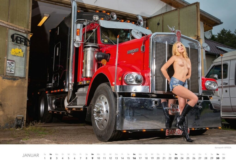 Chicas calientes y camiones poderosos en el calendario erótico "Trucker-Träume Kalender 2022"