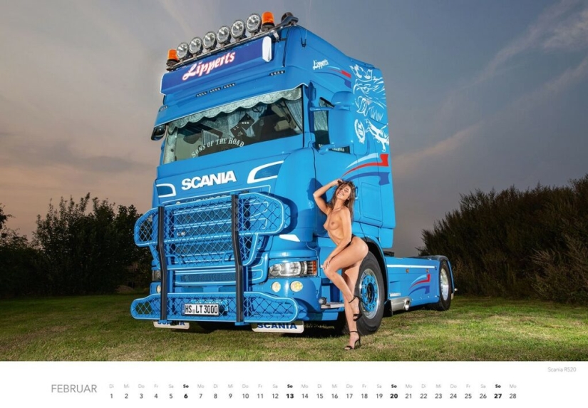 Chicas calientes y camiones poderosos en el calendario erótico "Trucker-Träume Kalender 2022"
