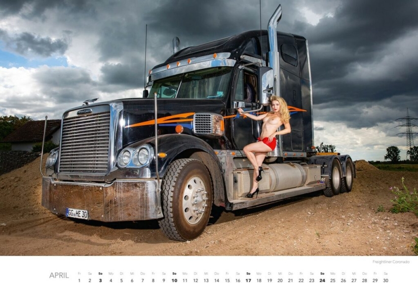 Chicas calientes y camiones poderosos en el calendario erótico "Trucker-Träume Kalender 2022"