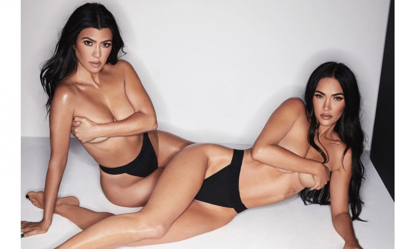 Combo caliente: Megan Fox y Kourtney Kardashian protagonizaron topless en un anuncio de ropa interior