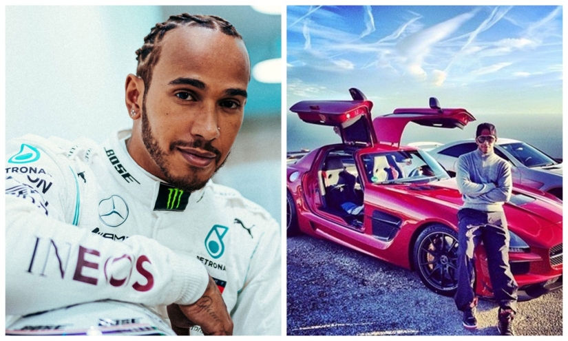 Cool guy on cool cars: a chic collection of cars of the racer Lewis Hamilton