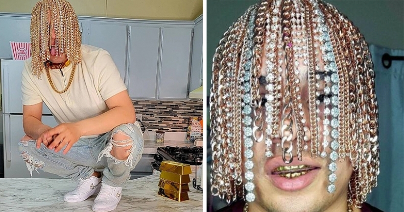 "De una manera rica" : el rapero de los EE.UU. puso a los competidores detrás de su cinturón, reemplazando su cabello con cadenas de oro