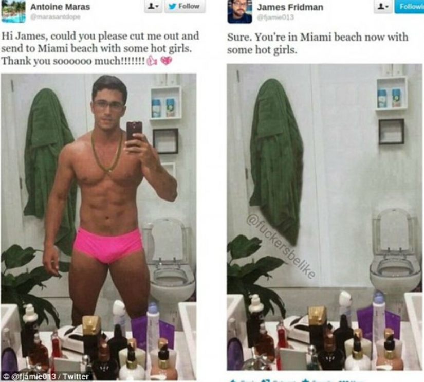 Designer trolls photos of vain and narcissistic people Designer trolls photos of vain and narcissistic people