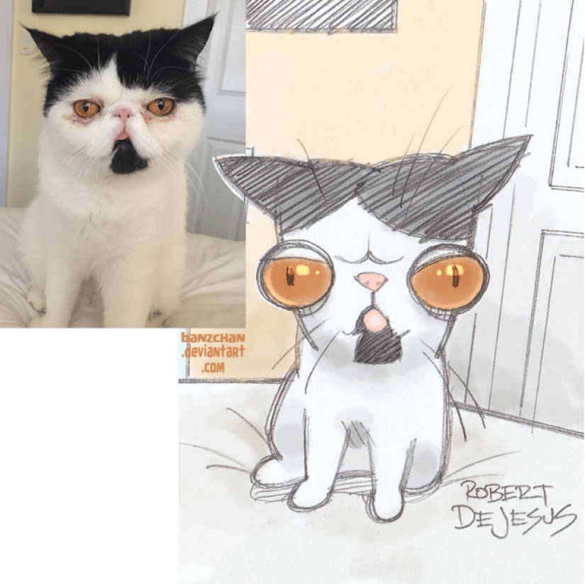 El artista dibuja versiones de dibujos animados de personas