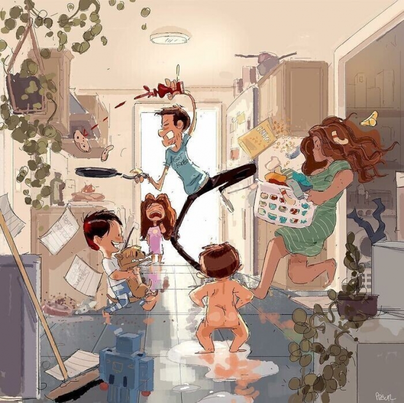 El artista documentos de la idílica momentos de la vida con su esposa e hijos