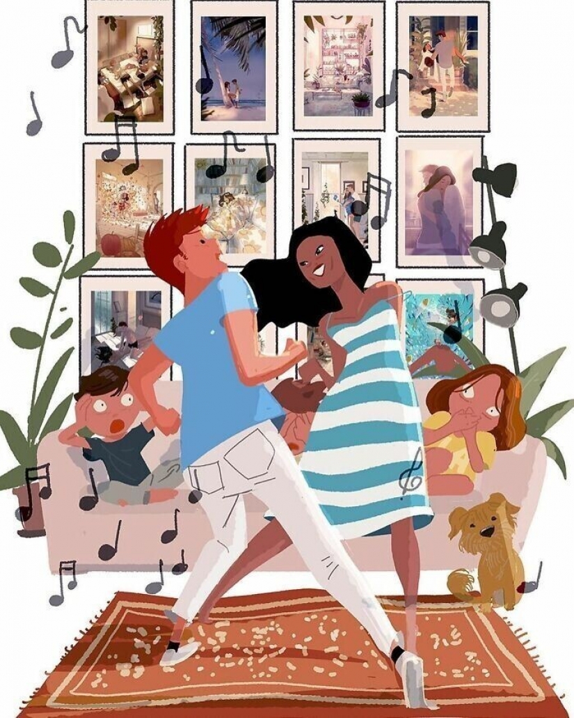 El artista documentos de la idílica momentos de la vida con su esposa e hijos