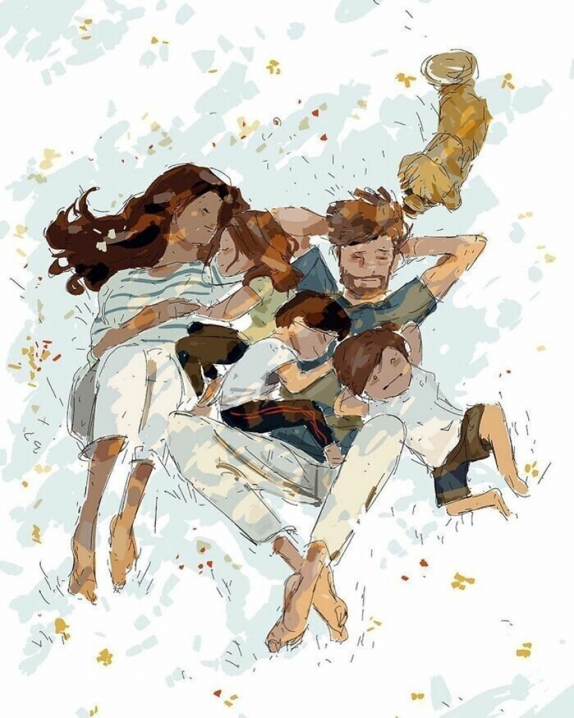 El artista documentos de la idílica momentos de la vida con su esposa e hijos