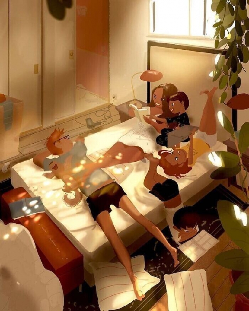 El artista documentos de la idílica momentos de la vida con su esposa e hijos