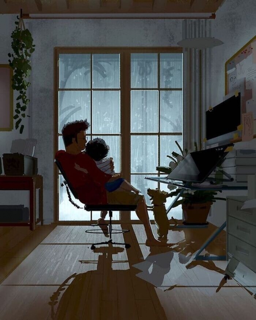 El artista documentos de la idílica momentos de la vida con su esposa e hijos