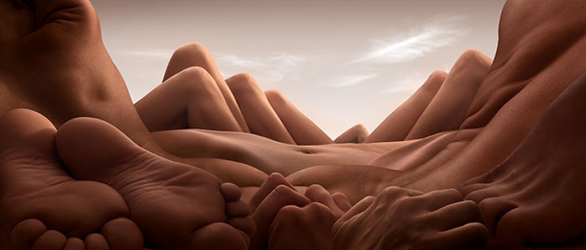 El fotógrafo crea paisajes utilizando solo cuerpos humanos y el resultado se ve genial El fotógrafo crea paisajes utilizando solo cuerpos humanos y el resultado se ve genial