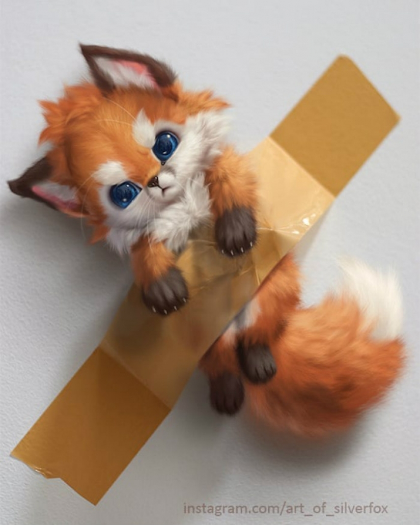 Este artista no tiene mascotas, por lo que pone animales peludos digitales en situaciones de la vida real. Este artista no tiene mascotas, por lo que pone animales peludos digitales en situaciones de la vida real.