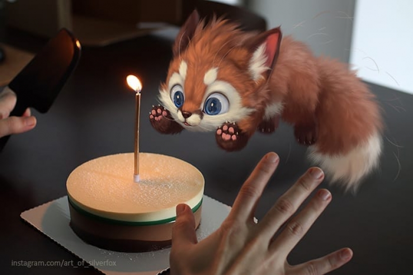 Este artista no tiene mascotas, por lo que pone animales peludos digitales en situaciones de la vida real. Este artista no tiene mascotas, por lo que pone animales peludos digitales en situaciones de la vida real.