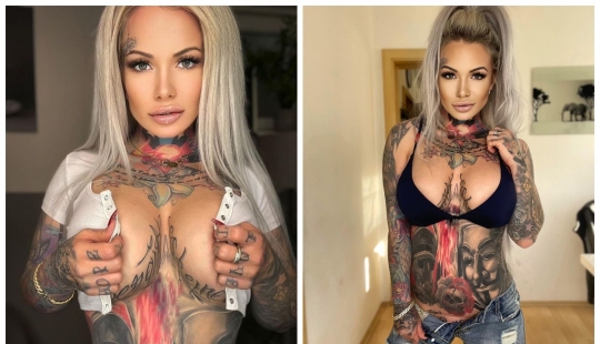 Everything is in the palm of your hand: the beauty with tattoos pleased subscribers with a hot selfie in the mirror