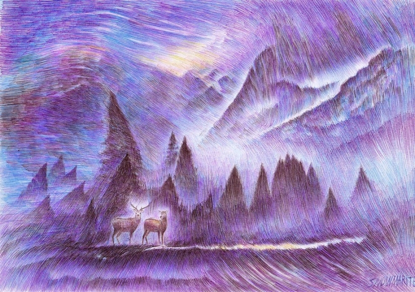 Fascinating ballpoint pen drawings from Marite Desaine